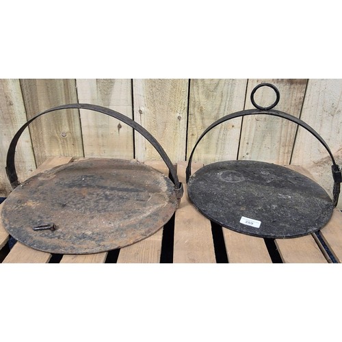 359 - Two antique cast Iron skillets.