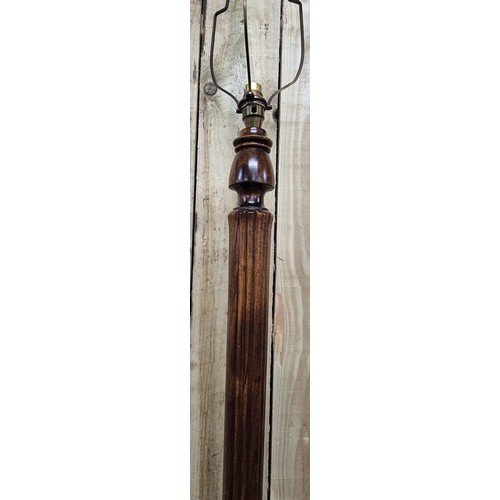 232 - Antique mahogany worked column floor standing lamp. [174cm- including shade bracket]