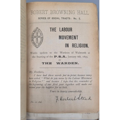 196 - The First Eight Years of the Robert Browning Settlement book. dated 1895-1902. Inscribed to the insi... 