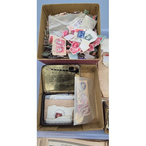 197 - A Tray of mixed world stamps and unused albums. Includes a large selection of loose stamps.