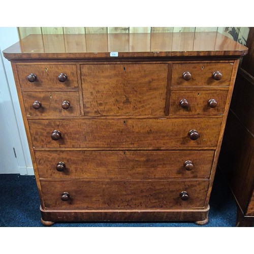 219 - 19th century Scottish Mahogany five over three chest of drawers on bun supports [129x129x54cm]