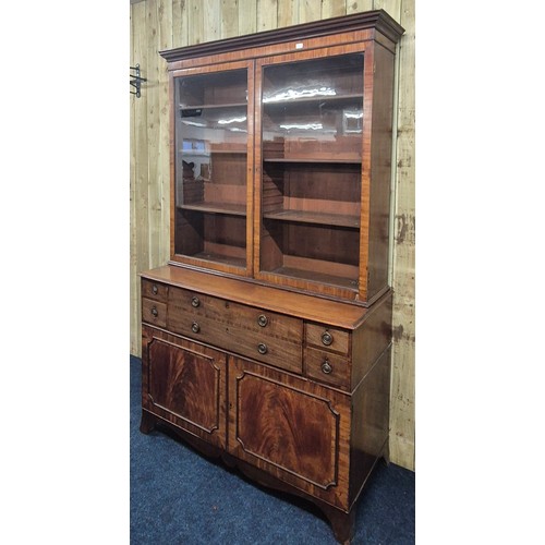 217 - Large 19th century mahogany Secretaire bookcase [242x140x60cm]