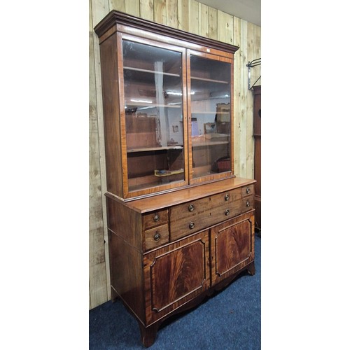 217 - Large 19th century mahogany Secretaire bookcase [242x140x60cm]