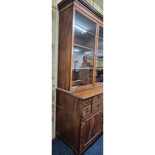 217 - Large 19th century mahogany Secretaire bookcase [242x140x60cm]