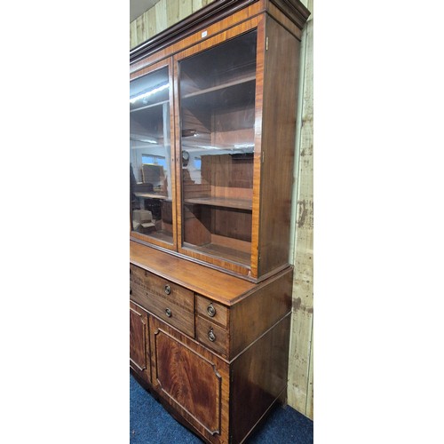 217 - Large 19th century mahogany Secretaire bookcase [242x140x60cm]