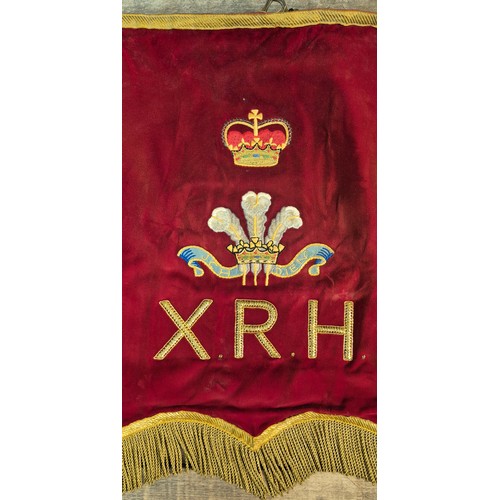 262 - Antique Royal Hassars flag attachment for flute- Detailed with Royal Crown, Hassars Insignia and ini... 