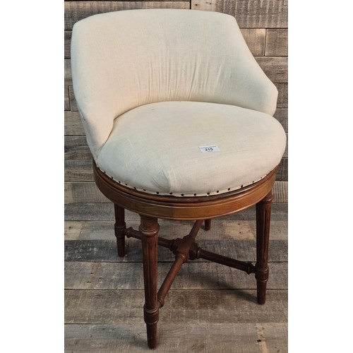 215 - 19th century Boudoir tub chair Raised on a mahogany wood frame. [73.5cm]