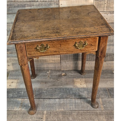 210 - A George III Oak side table, fitted with a single frieze drawer. [64.5x56x39.5cm]