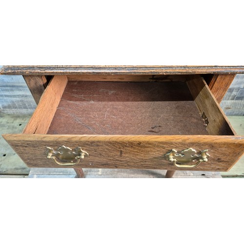 210 - A George III Oak side table, fitted with a single frieze drawer. [64.5x56x39.5cm]