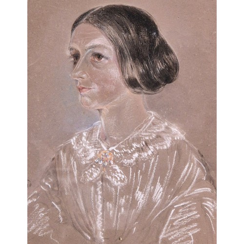 192 - 19th century pastel portrait of a seated lady. Signed G.E.WARD. Dated 1859. Fitted within an ovel gi... 