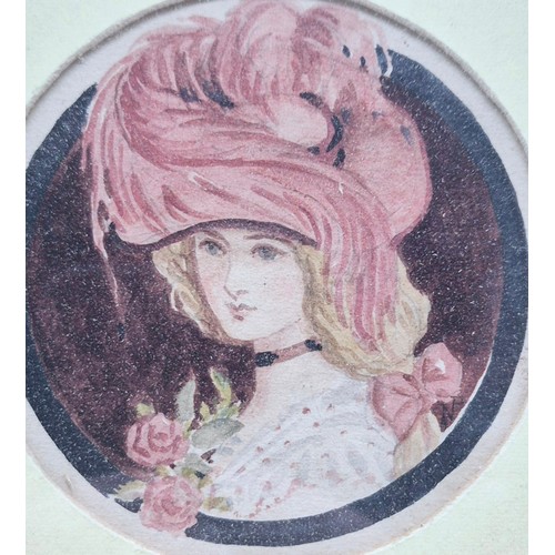 191 - Art Nouveau inspired watercolour lady portrait. Signed NP. Fitted within a contemporary gilt frame. ... 