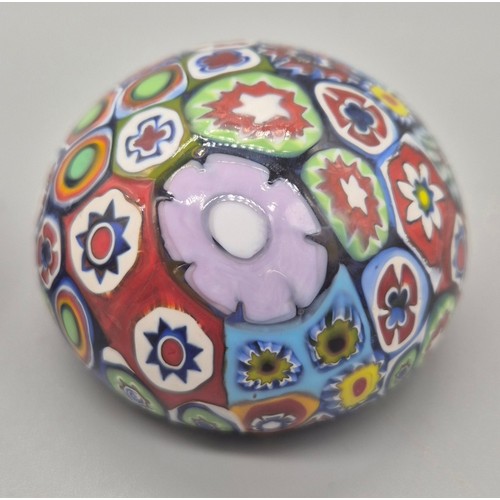 178 - Three vintage Millefiori art glass paperweights.