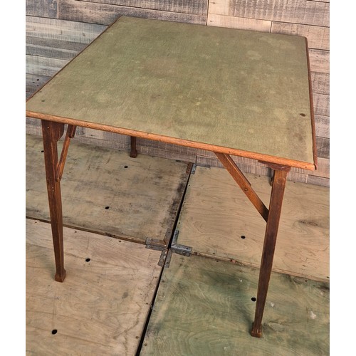 194 - Antique folding card table. Oak frame. [77x77x75cm]