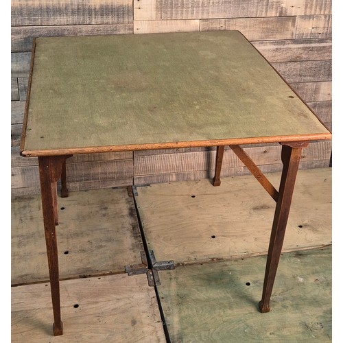 194 - Antique folding card table. Oak frame. [77x77x75cm]