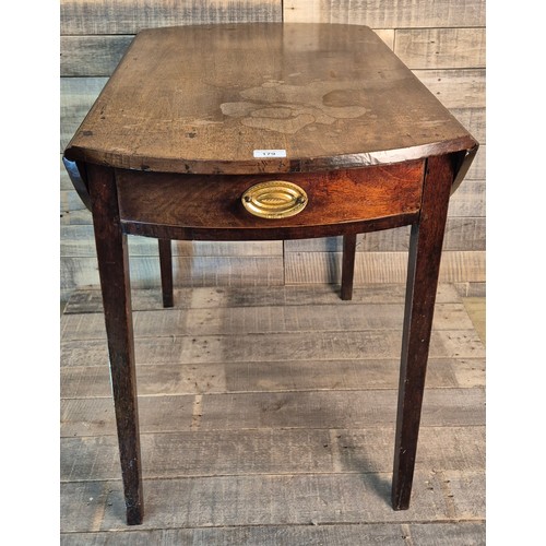 179 - Georgian Oval drop end window table. Fitted with a single frieze drawer and raised on square tapered... 