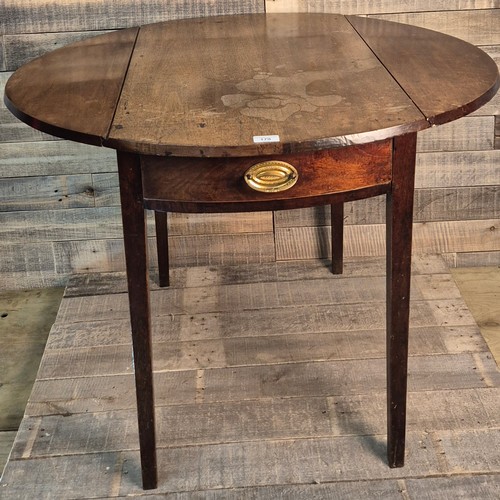 179 - Georgian Oval drop end window table. Fitted with a single frieze drawer and raised on square tapered... 