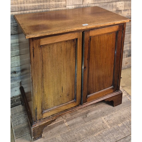 174 - 19th century Mahogany two door unit. Rectangular top section leading to two doors, fitted with a bra... 