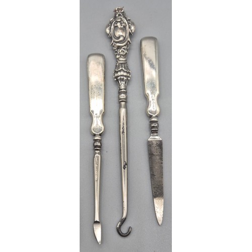 72 - A Selection of silver hallmarked handled manicure and utensil items; London silver and shagreen hand... 