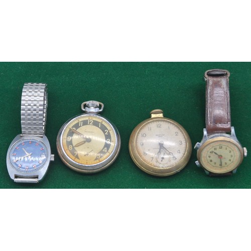 14 - Vintage military style gent's wristwatch. Swiss Emperor 17 jewels Incabloc wristwatch and two pocket... 