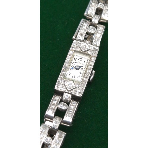 5 - Vintage 1920's Art Deco inspired Platinum and diamond ladies cocktail watch. Approx 1ct diamonds- ro... 