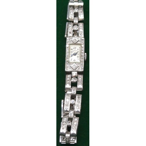 5 - Vintage 1920's Art Deco inspired Platinum and diamond ladies cocktail watch. Approx 1ct diamonds- ro... 