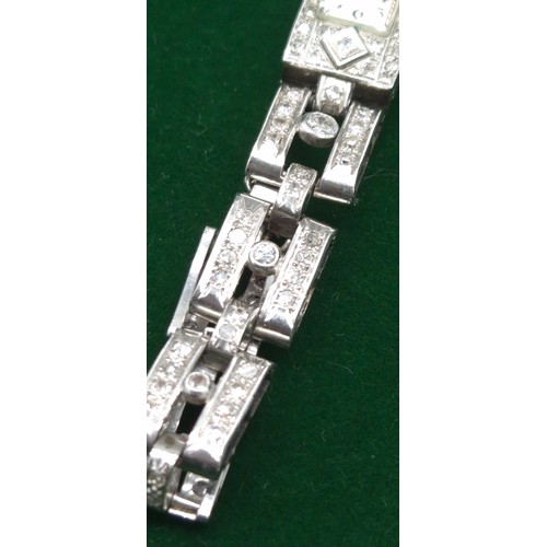 5 - Vintage 1920's Art Deco inspired Platinum and diamond ladies cocktail watch. Approx 1ct diamonds- ro... 