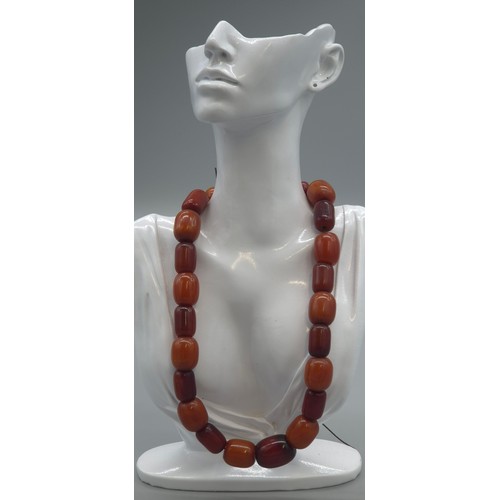 18 - Vintage Amber graduating bead necklace. [134grams]