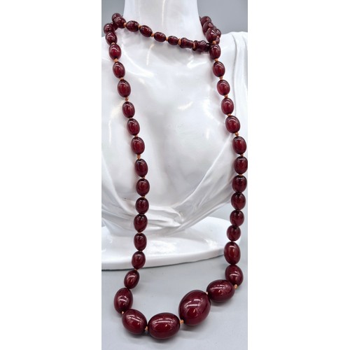 19 - Vintage Cherry Amber Bakelite Graduating bead necklace. [73.26grams]