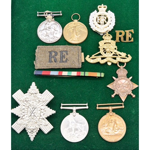 21 - A Selection of military medals and cap badges; WWI Trio medal set belonging to M. Z.47. H BETHELL. A... 