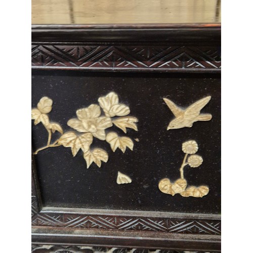 343 - 19th century Japanese Meiji period cabinet. Sliding doors. hand carved bone floral designs to the do... 