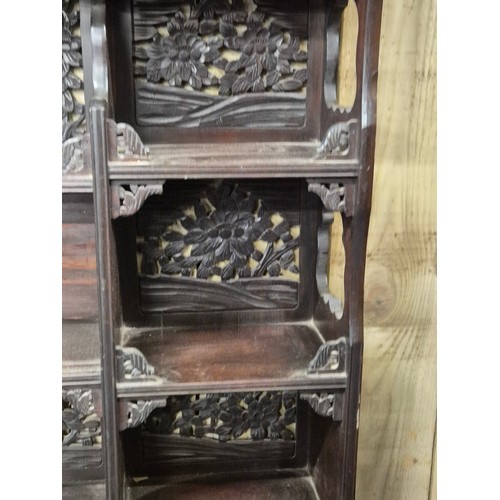 343 - 19th century Japanese Meiji period cabinet. Sliding doors. hand carved bone floral designs to the do... 