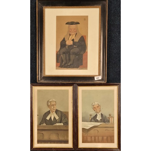 465 - Three Antique Vanity fair Coloured prints. Depicting various Barristers.