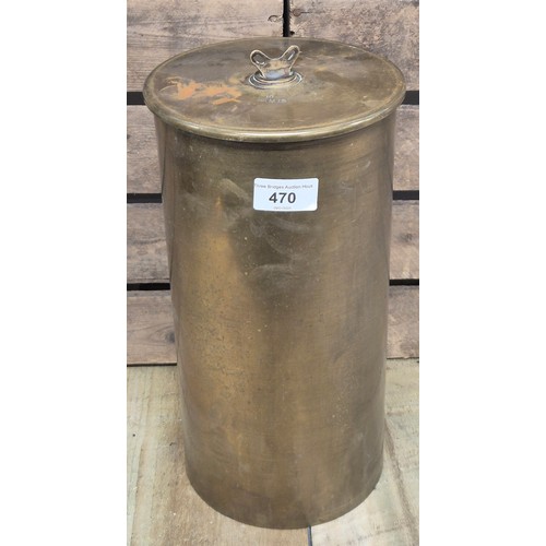 470 - WW1 brass shell Engraved with insignia and initials W.S.S. Possible used for mess bell [33.5cm high]