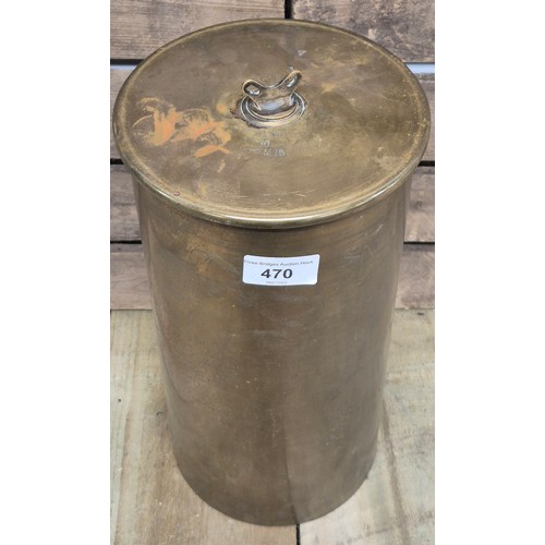 470 - WW1 brass shell Engraved with insignia and initials W.S.S. Possible used for mess bell [33.5cm high]