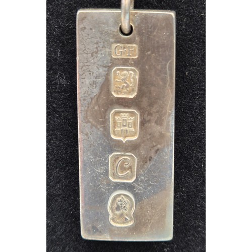 43 - Edinburgh silver hallmarked Ingot pendant Possibly by Glen Kelso Frame. Jubilee marking. with silver... 