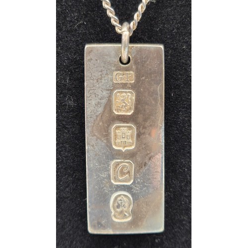 43 - Edinburgh silver hallmarked Ingot pendant Possibly by Glen Kelso Frame. Jubilee marking. with silver... 