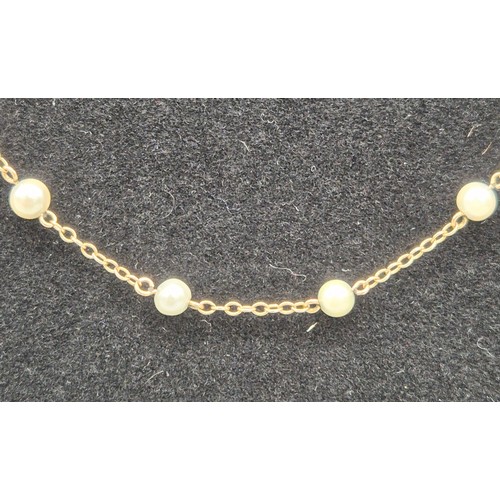 29 - 9ct yellow gold and freshwater pearl necklace. [3.51grams]