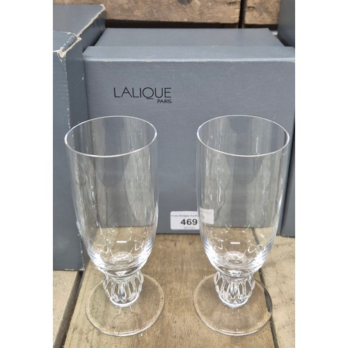 469 - Three boxed sets of Lalique crystal glasses; Boxed set of two wine glasses, Boxed set of 6 wine glas... 