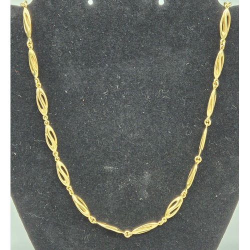 63 - 18ct yellow gold unusual linked necklace. [56cm length][47.73Grams]