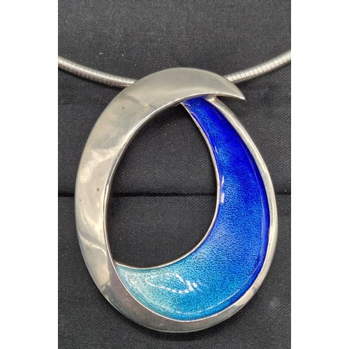 77 - Sheila Fleet Silver and enamel Sea & Surf necklace.