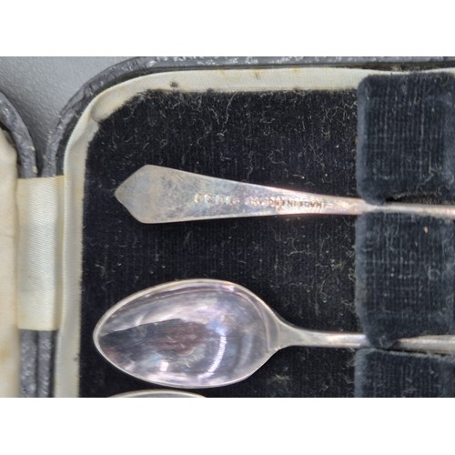 84 - A Selection of silver and silver plated items; Small Edinburgh silver hammered ladle produced by Nor... 