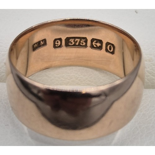 78 - Birmingham 9ct yellow gold wedding band. [Ring size K 1/2][4.25grams]