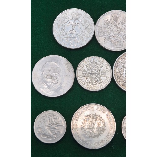 98 - A Collection of British coins; Silver 1937 full & half crowns, Five shilling coins & other items