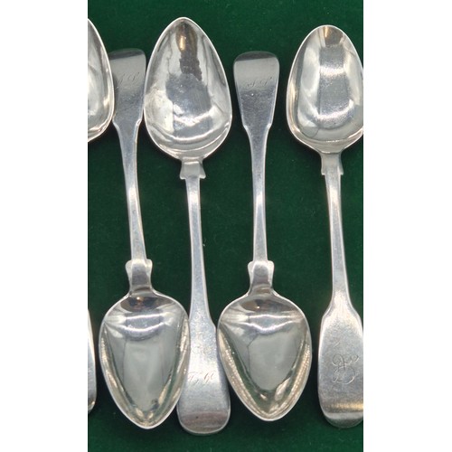 99 - A Collection of eleven Georgian Glasgow & London Silver Spoons with markers mark [WR] [189.92grams]