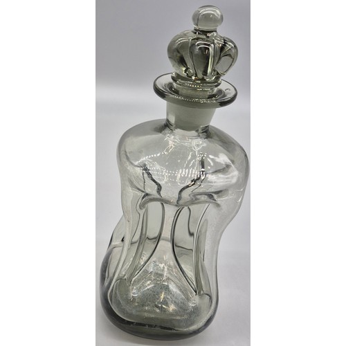 102 - Holmegaard Denmark smoked kluk kluk glass decanter together with hand blown Victorian Mary Gregory g... 