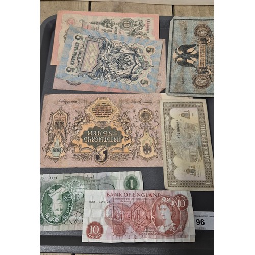 96 - Selection Of Old Foreign bank notes and first day covers. Together with a WW2 war revision 1940's ma... 