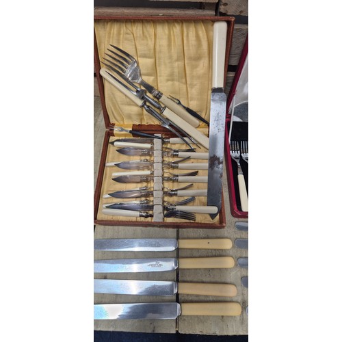 113 - A Collection of Boxed Silver plated Cutlery; Silver plated Fish knives & fork sets & other cutlery