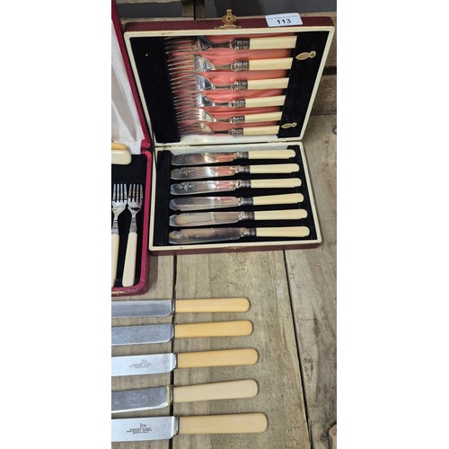 113 - A Collection of Boxed Silver plated Cutlery; Silver plated Fish knives & fork sets & other cutlery