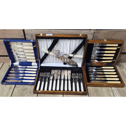 116 - A Collection of Boxed Silver plated Cutlery; Silver plated Fork & knife set with servers & others