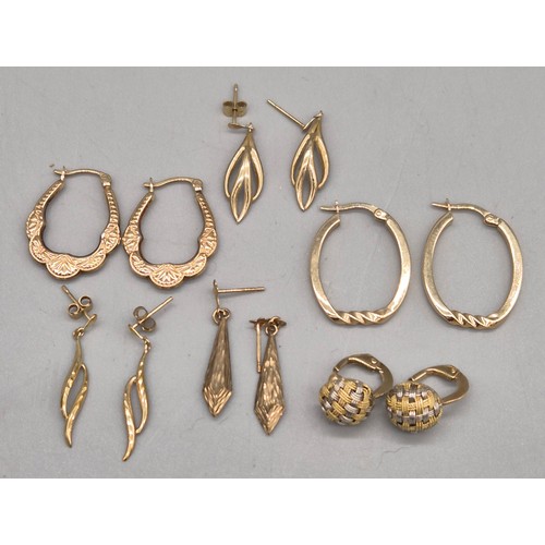 61 - Six pairs of 9ct yellow gold earrings [8.60grams]